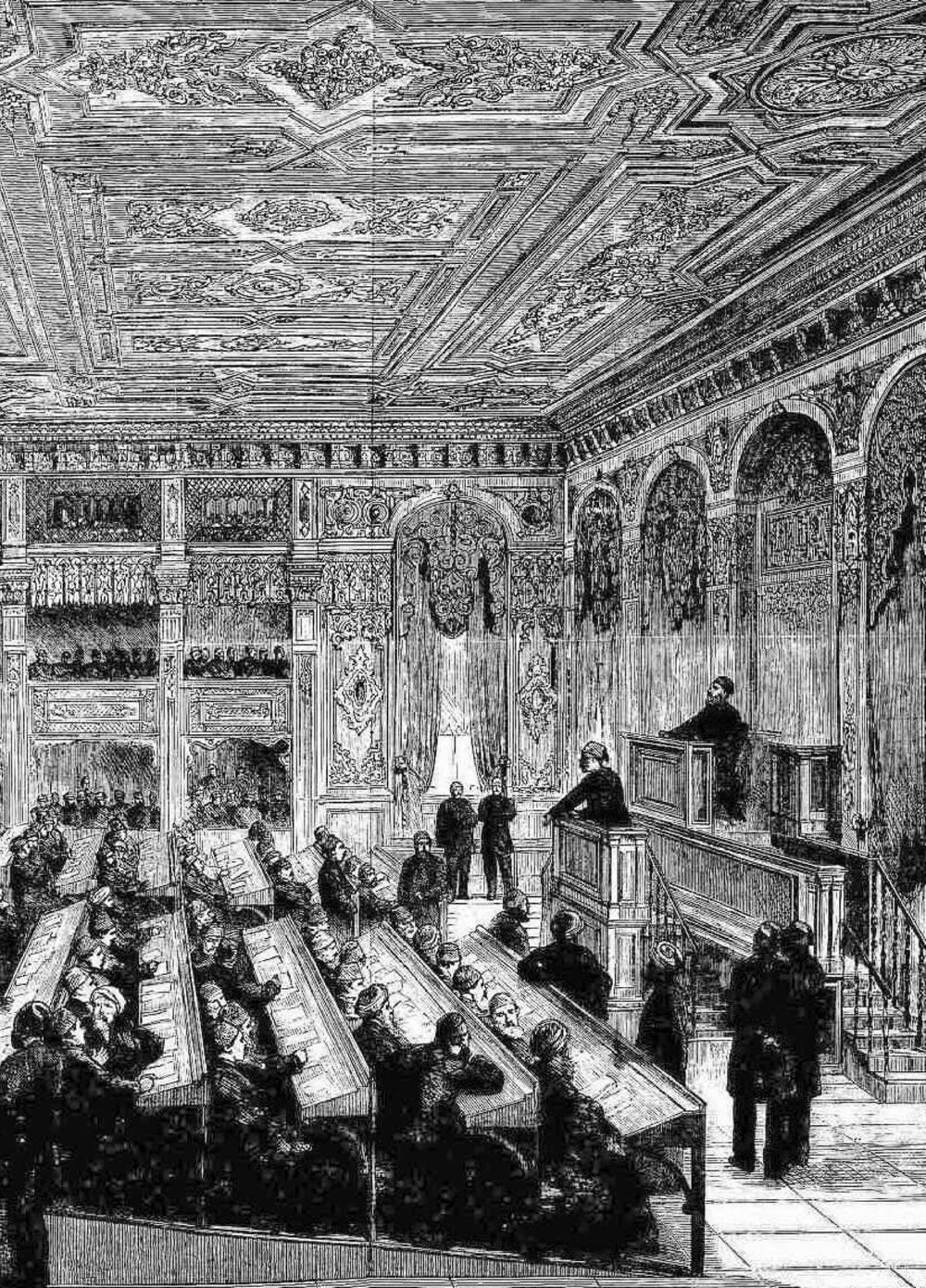 Meclis-i Mebusan salonunda bir oturumu tasvir eden gravür
